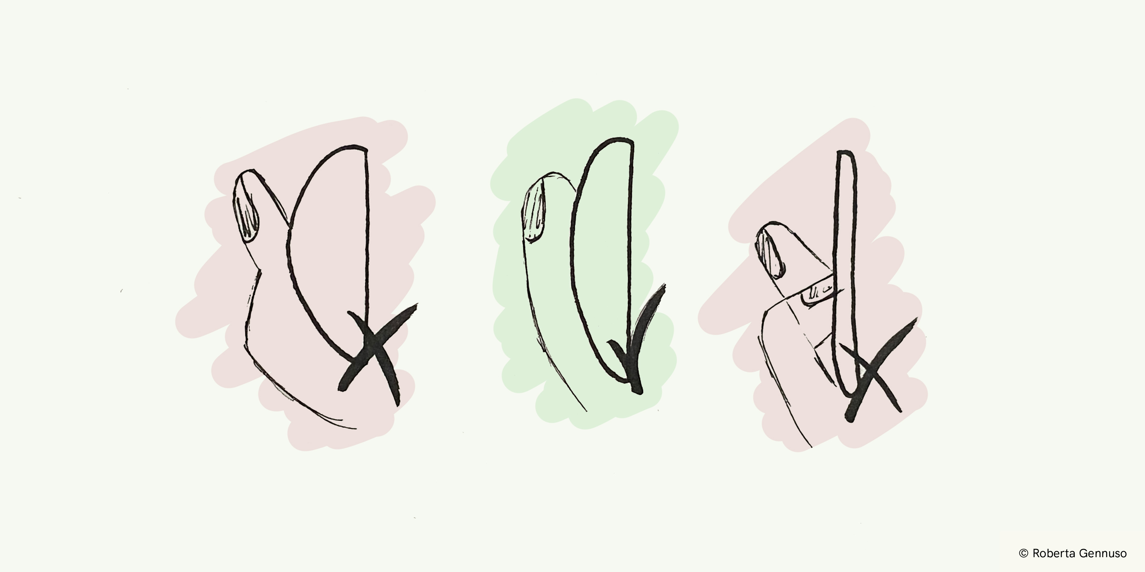 Illustrations of three different nack shapess of classical guitars